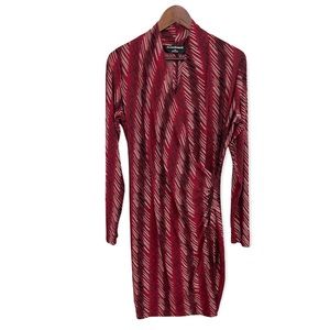 Norma Kamali Long Sleeve Wrap Print Sheath Dress